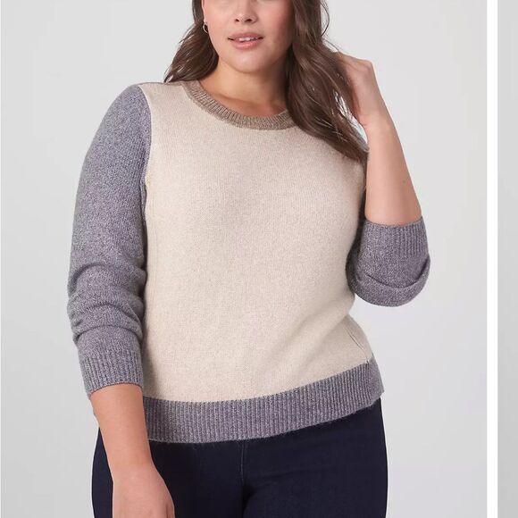 New With Tag! Lane Bryant Classic Crop Crew-Neck Colorblock Pullover size 26/28 - Picture 1 of 2